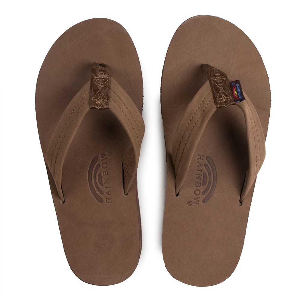 Rainbow Sandals Double Layer Mens Sandals Dark Brown | Leather
