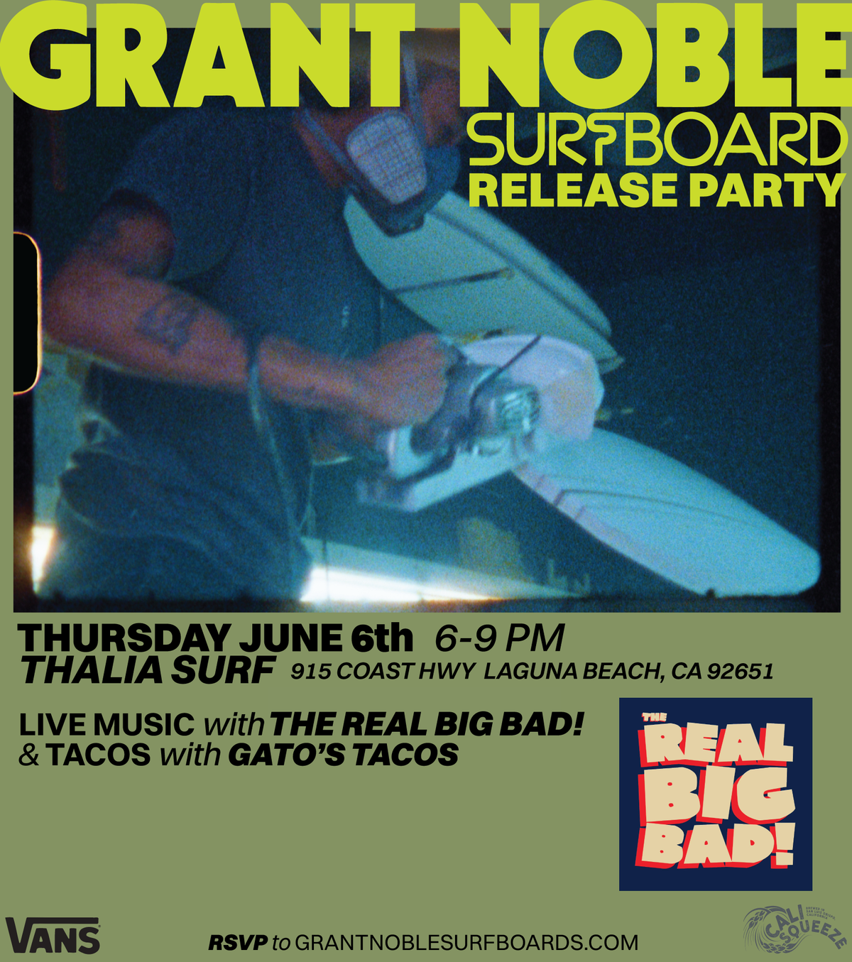 UPCOMING GRANT NOBLE SURFBOARDS SHINDIG!