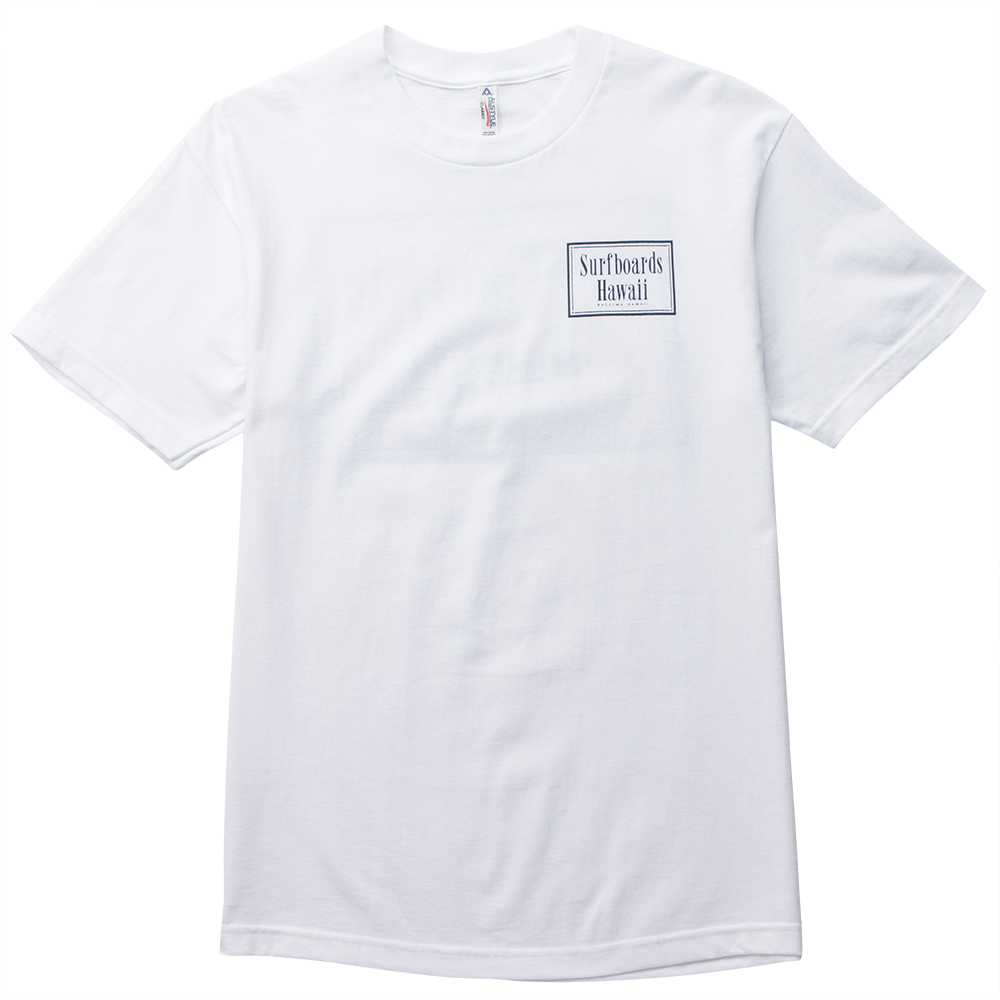 Surfboards Hawaii Rectangle Logo Mens Classic Tee, White, view 2