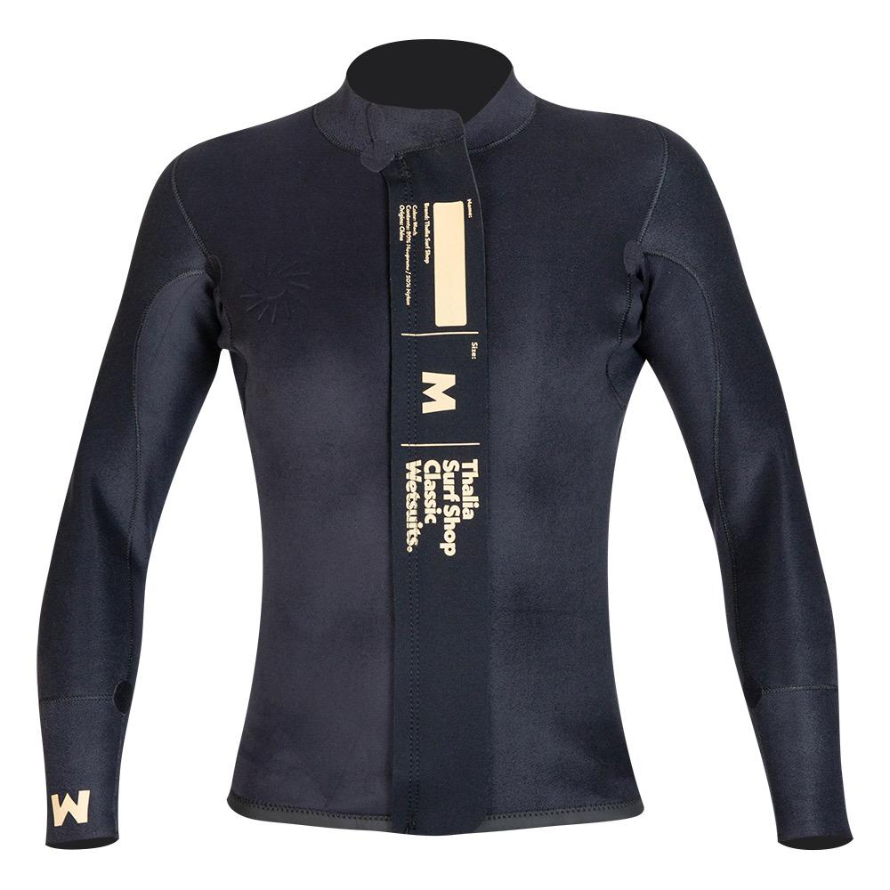 Thalia Surf Embossed Front Zip Jacket Mens Wetsuit, Black, view 4