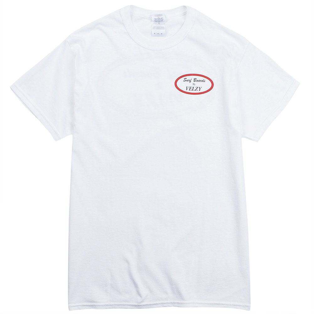 Velzy Surfboard Oval Mens Classic Tee, White, view 2