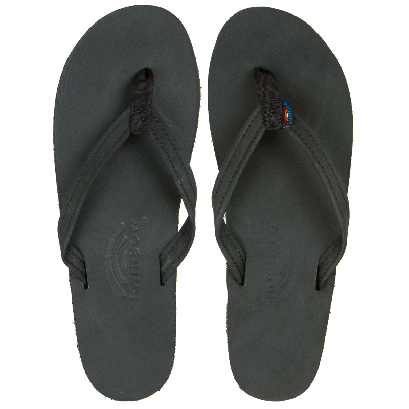 Rainbow Sandals Single Layer Narrow Strap Womens Sandals | Black Rainbow Sandals Single Layer Narrow Strap Womens Sandals | Black