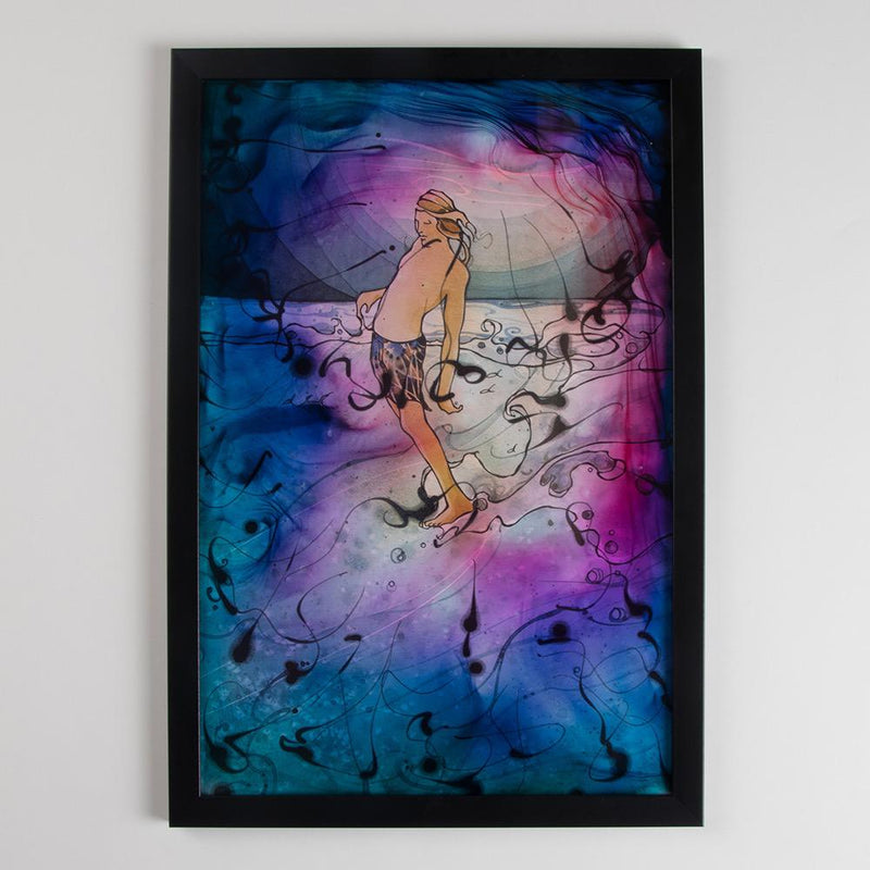 Harry Holiday Night Surf Framed Artwork