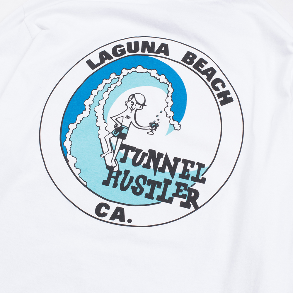 Tunnel Hustler Laguna Beach Mens Classic Longsleeve Tee, White, view 5