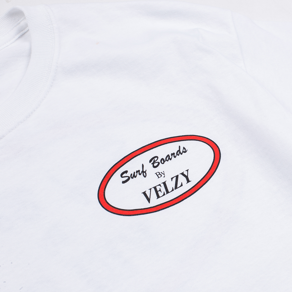 Velzy Surfboard Oval Mens Classic Tee, White, view 3