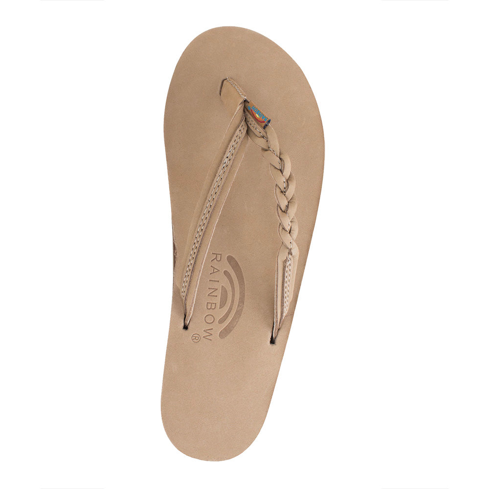Rainbow Single Layer Braided Strap Womens Sandals, SIERRA BROWN
