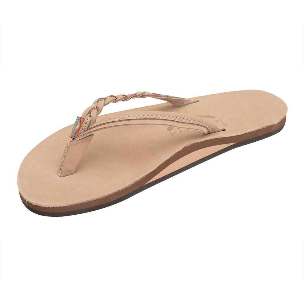 Rainbow Single Layer Braided Strap Womens Sandals, SIERRA BROWN