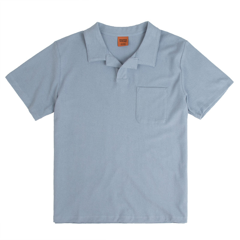Rhythm Vintage Terry Polo Mens Shirt, Blue