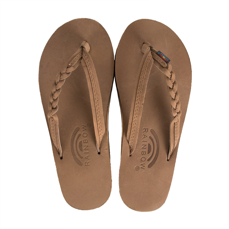 Rainbow Single Layer Braided Strap Womens Sandals