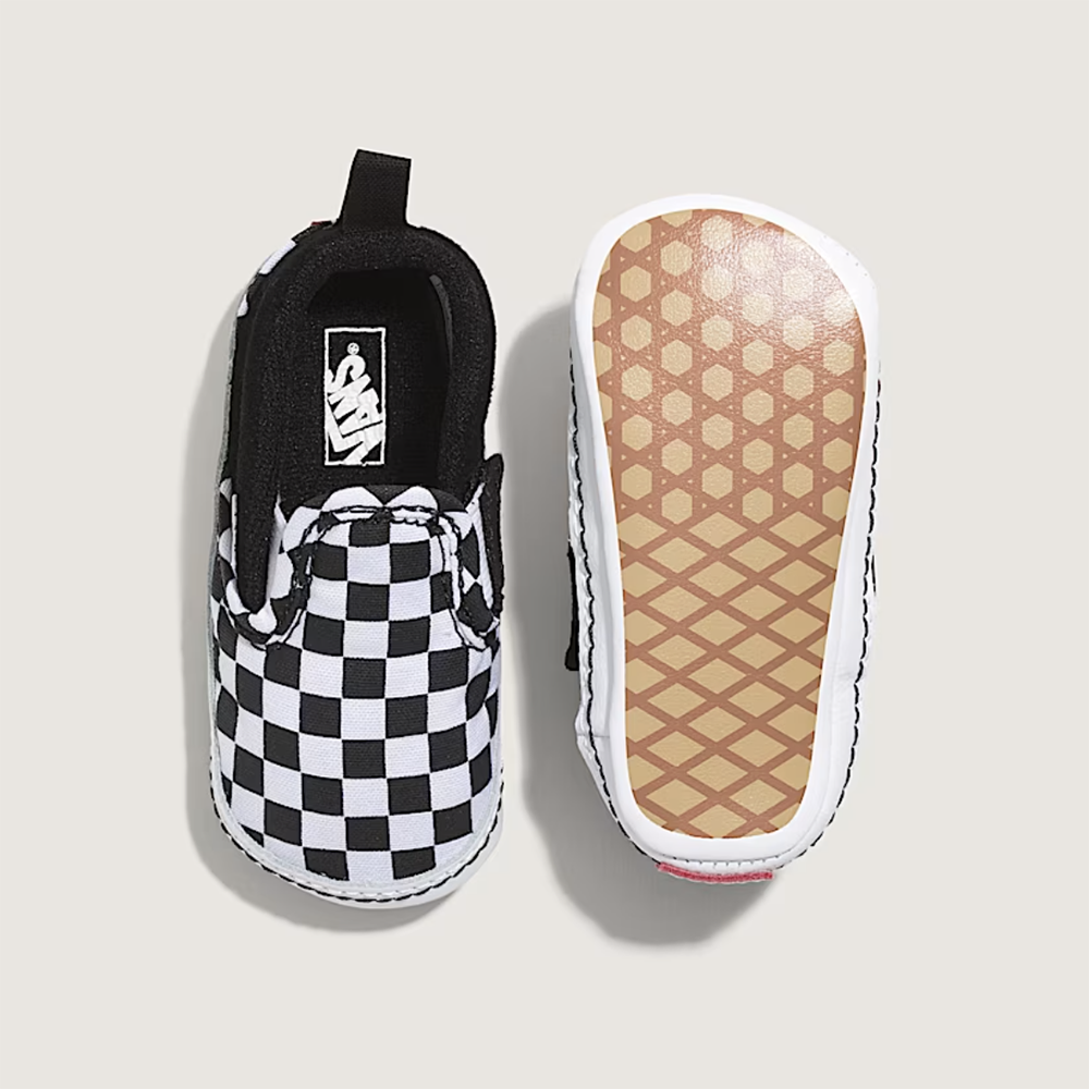 Vans Slip-On V Crib Infant Shoes, (Checker) Black/True White, view 2