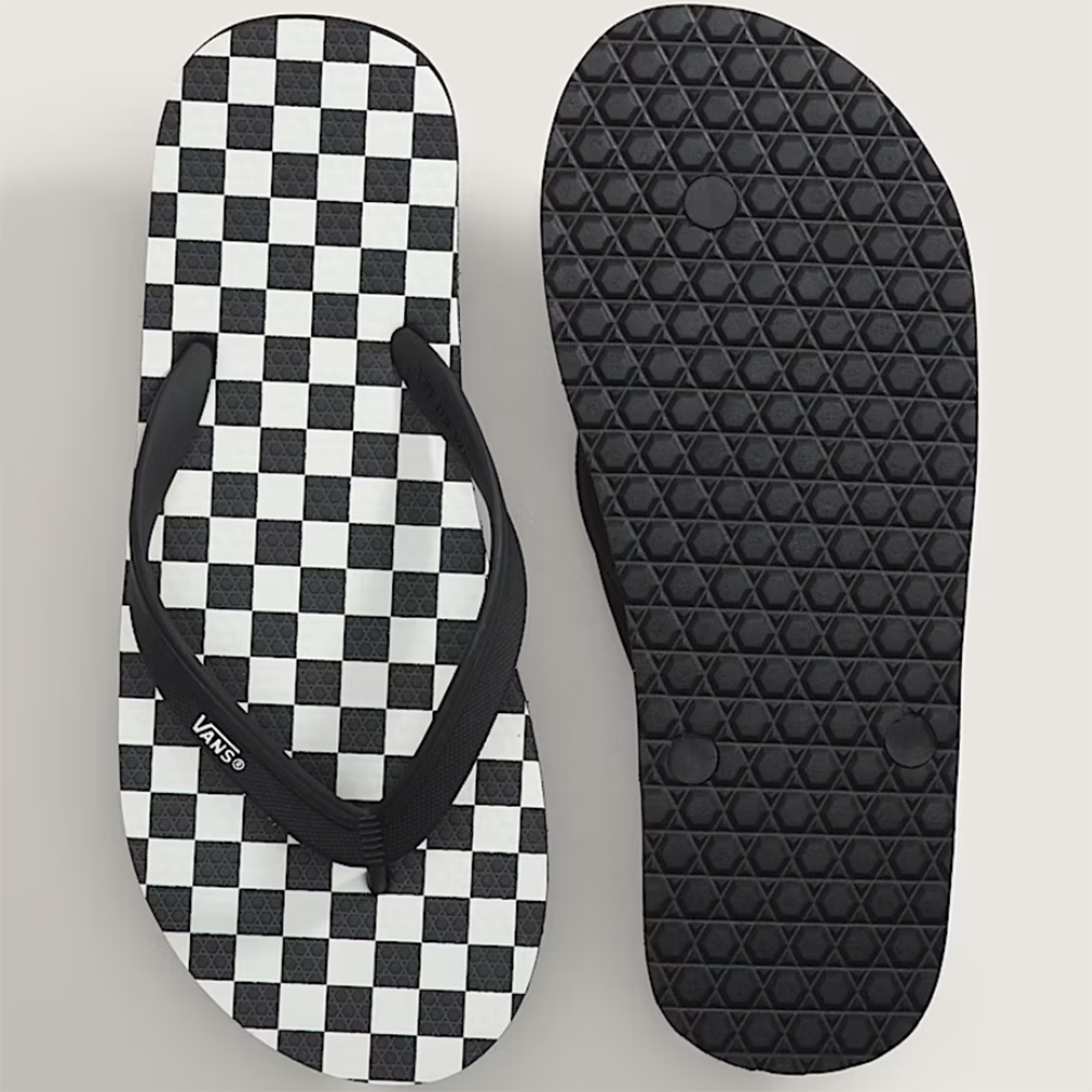 Vans Makena Mens Sandals, Checkerboard Black/Marshmallow, view 3