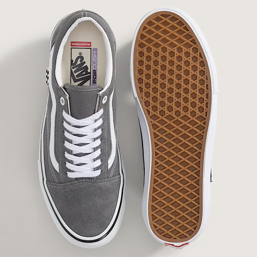 Vans Skate Old Skool Mens Shoes, Pewter/White, view 3