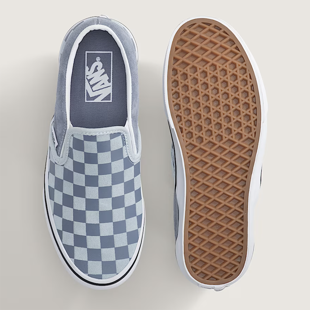 Vans Classic Slip-On Womens Shoes, (Checkerboard) Light Blue, view 3