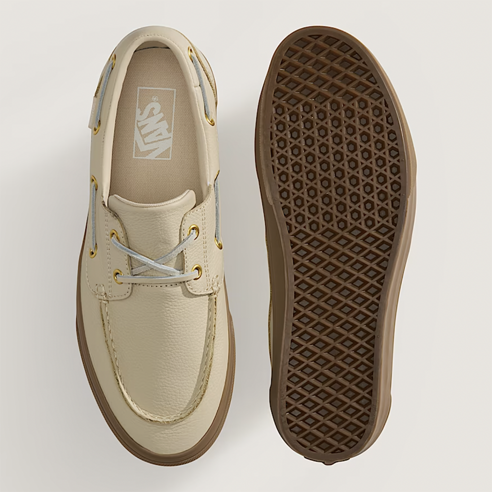 Vans 2-Eyelet Boat Mens Shoes, Beige, view 3