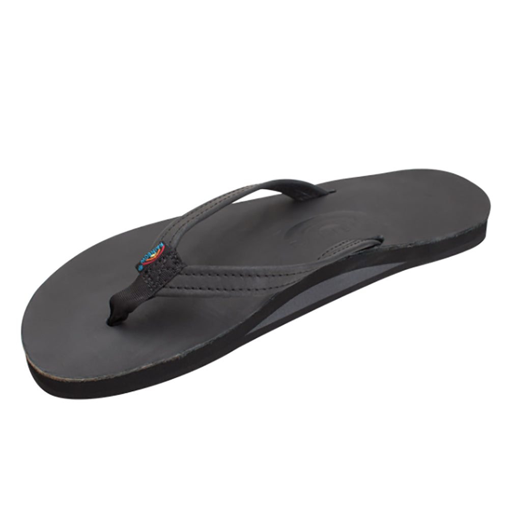 Rainbow Sandals Single Layer Narrow Strap Womens Sandals, BLACK, view 2