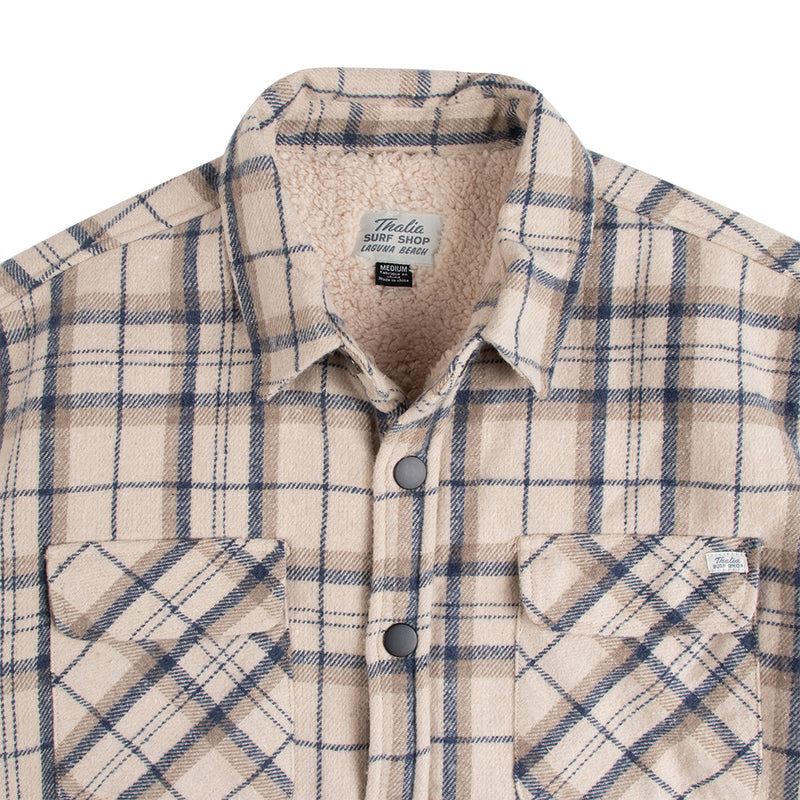 Thalia Surf Driftwood Sherpa Lined Mens Jacket, OFF WHITE