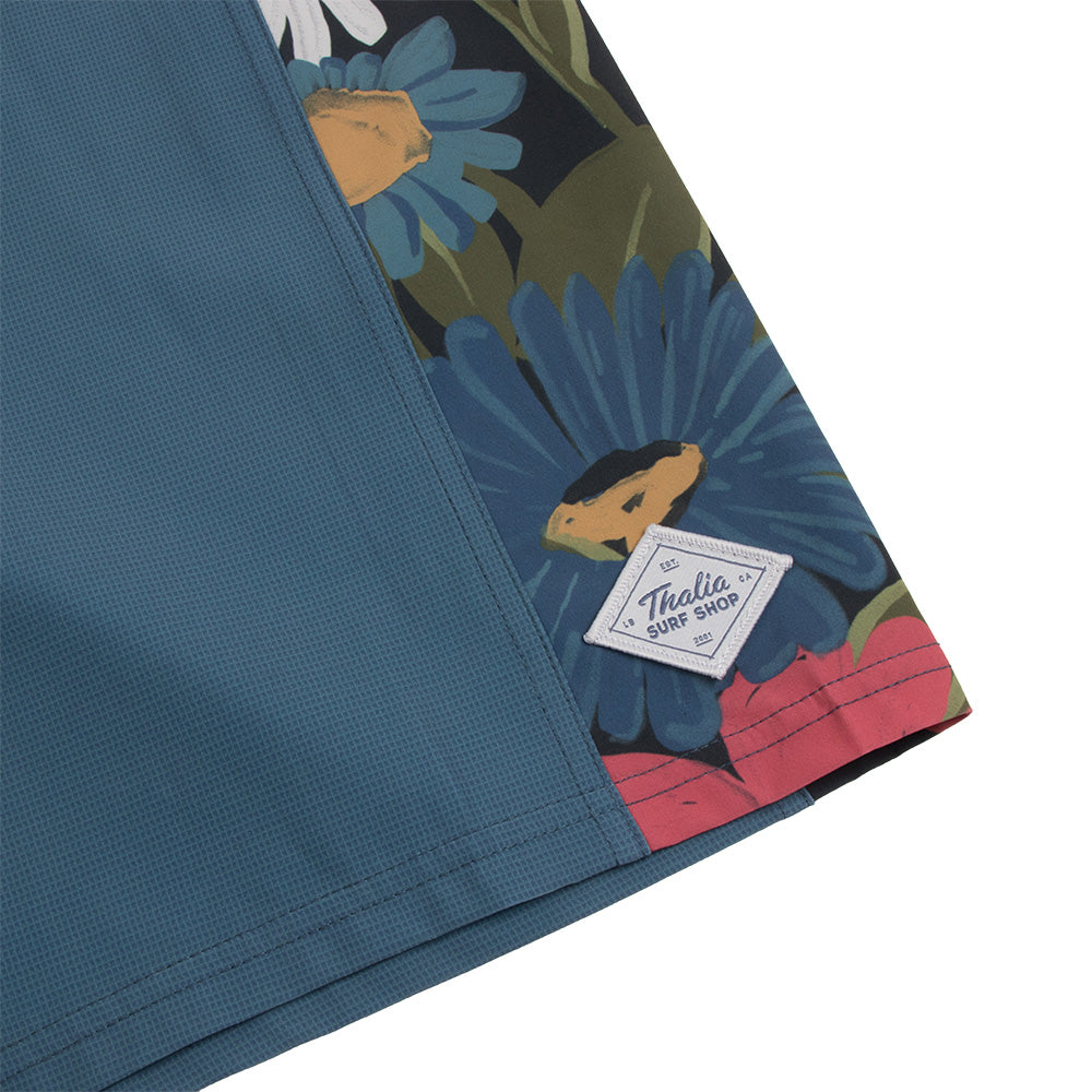 Thalia Surf Flower Panel Mens Boardshorts, Blue, view 6