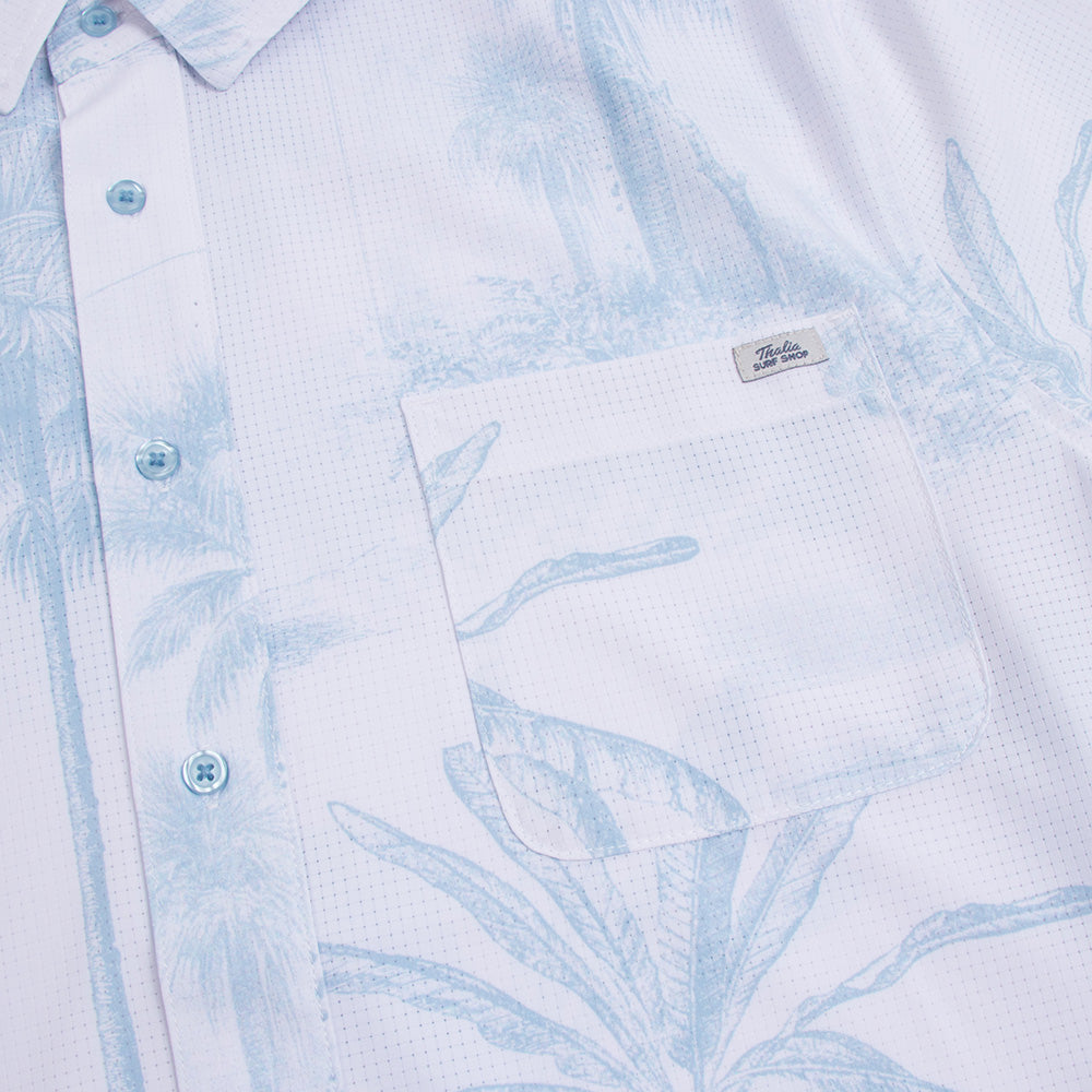 Thalia Surf Palms Mens Shirt, White, view 5