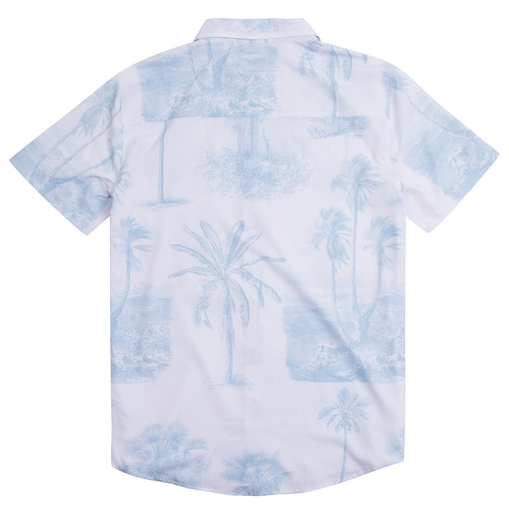 Thalia Surf Palms Mens Shirt, White, view 3