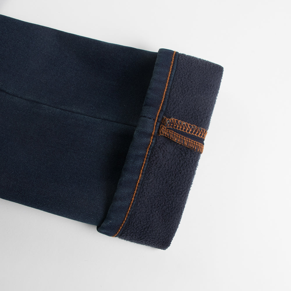 Thalia Surf Fleece Lined Denim Mens Pants, Dark Blue, view 10