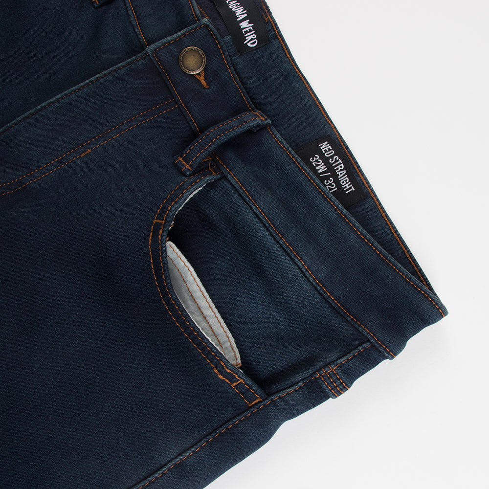 Thalia Surf Fleece Lined Denim Mens Pants, Dark Blue, view 8