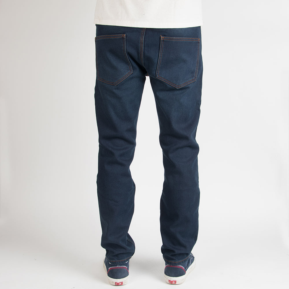 Thalia Surf Fleece Lined Denim Mens Pants, Dark Blue, view 4