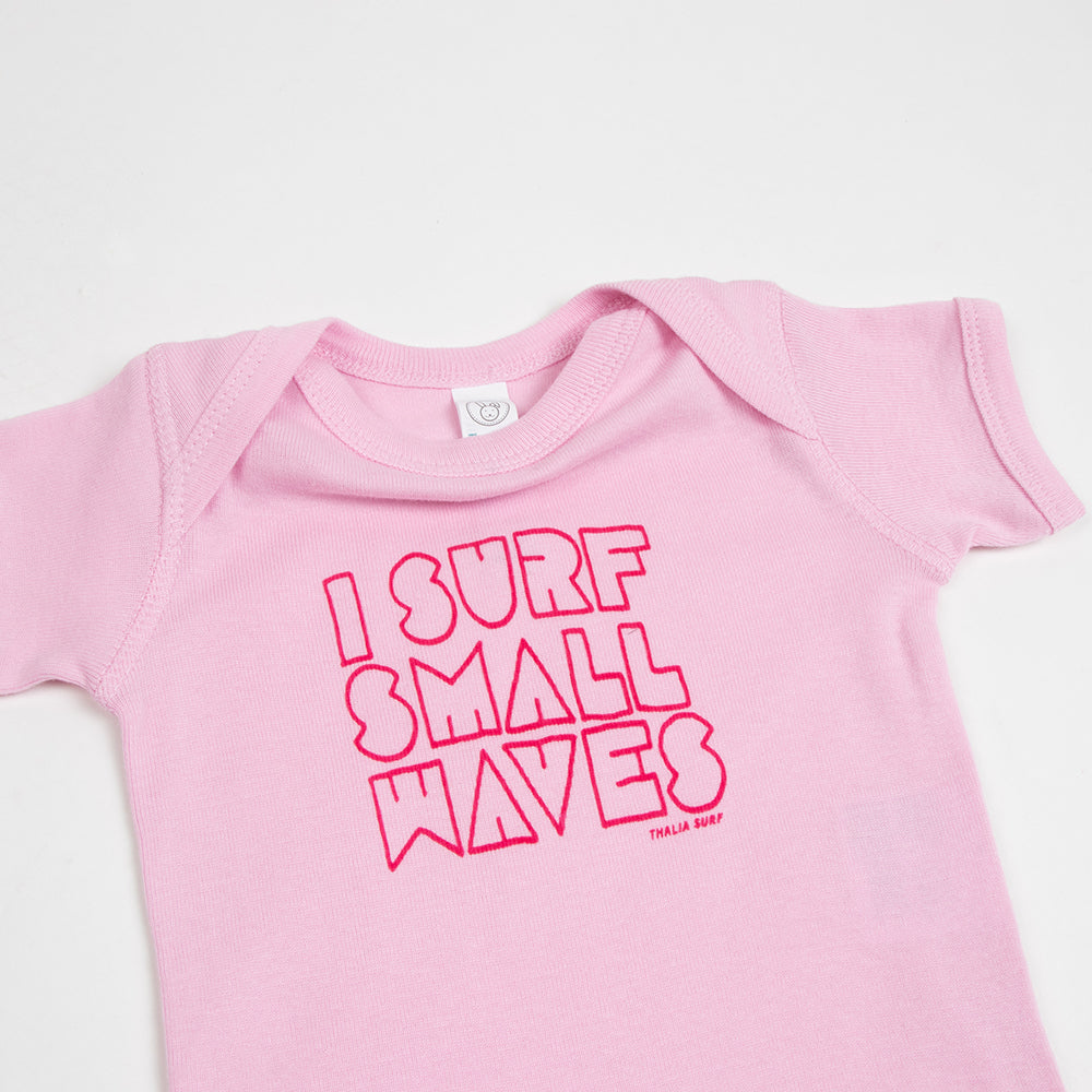 Thalia Surf Small Waves Infant Onesie, Pink, view 4