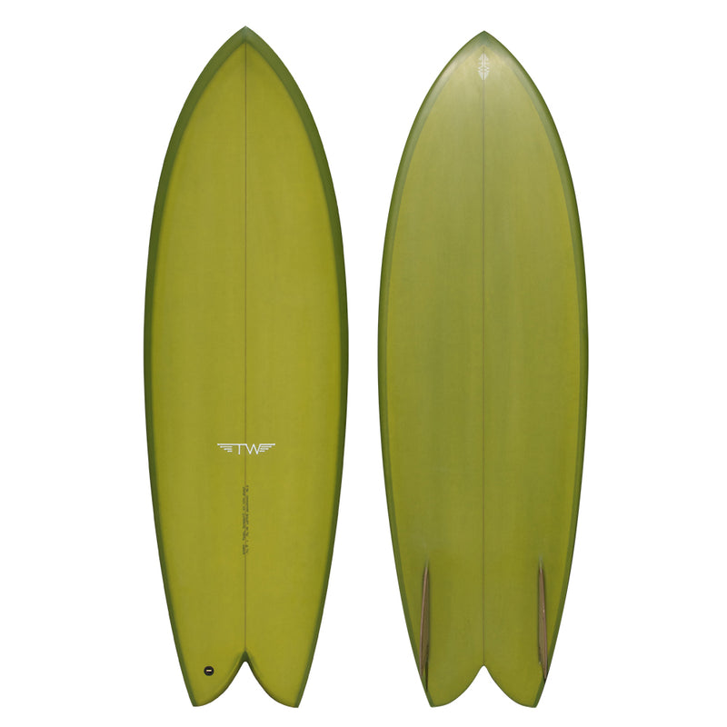Tyler Warren 5'11" Swallowed Bullet Surfboard, Green