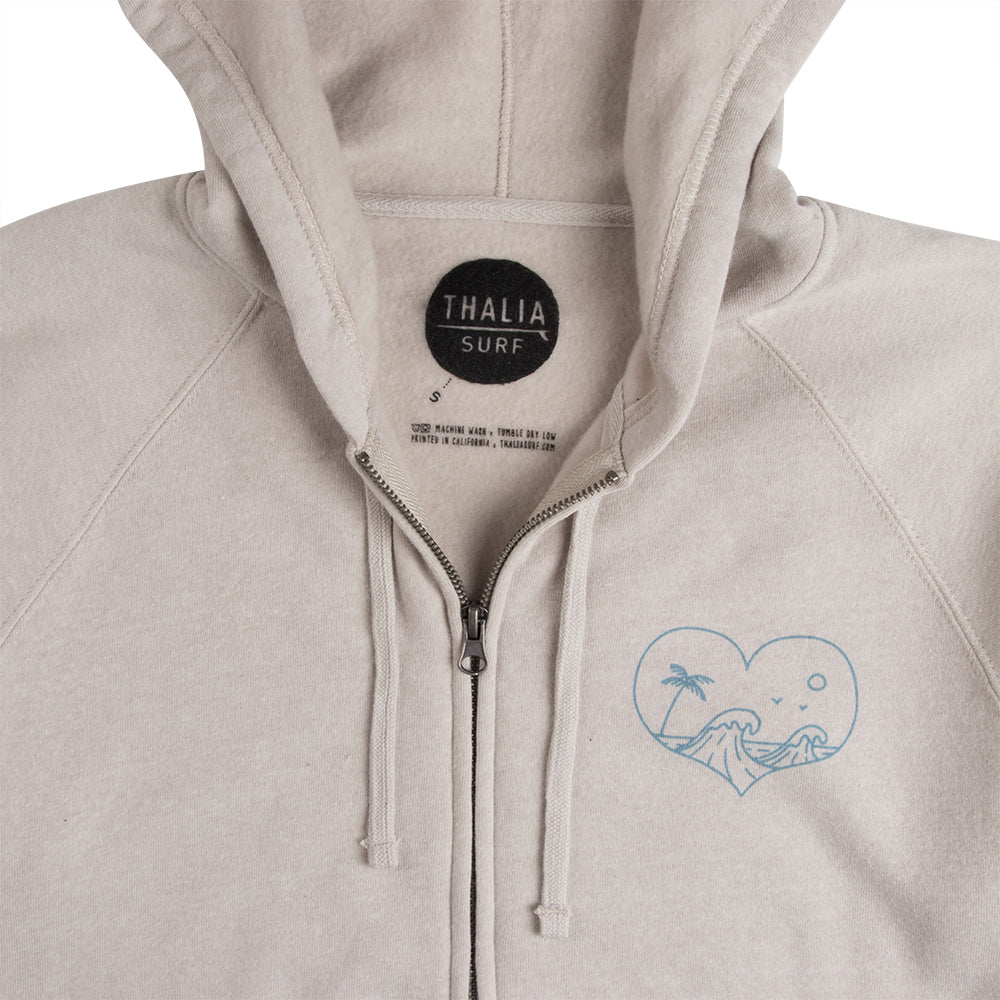 Thalia Surf Hands Zip Up Womens Fleece, Stone Heather, view 3