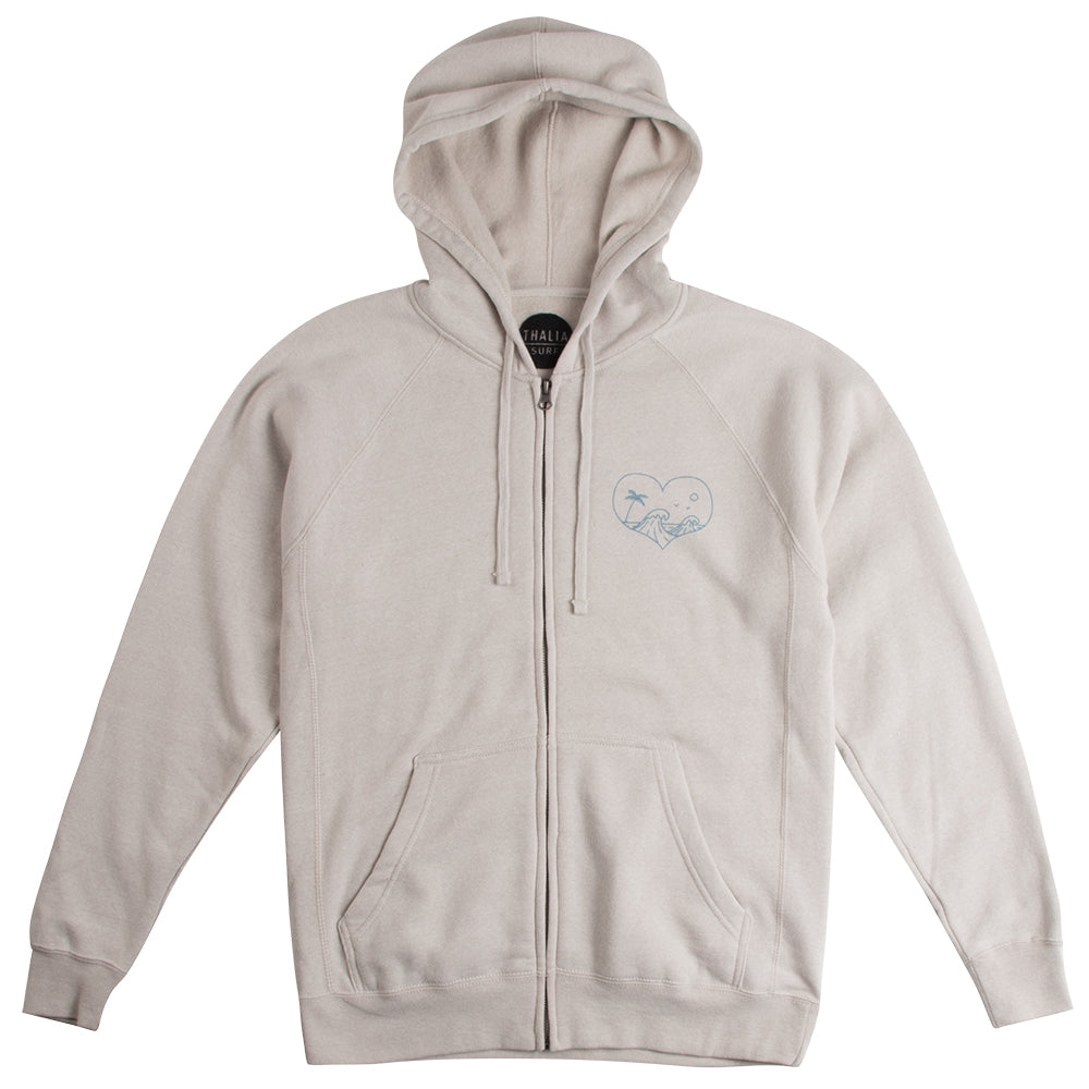 Thalia Surf Hands Zip Up Womens Fleece, Stone Heather, view 2