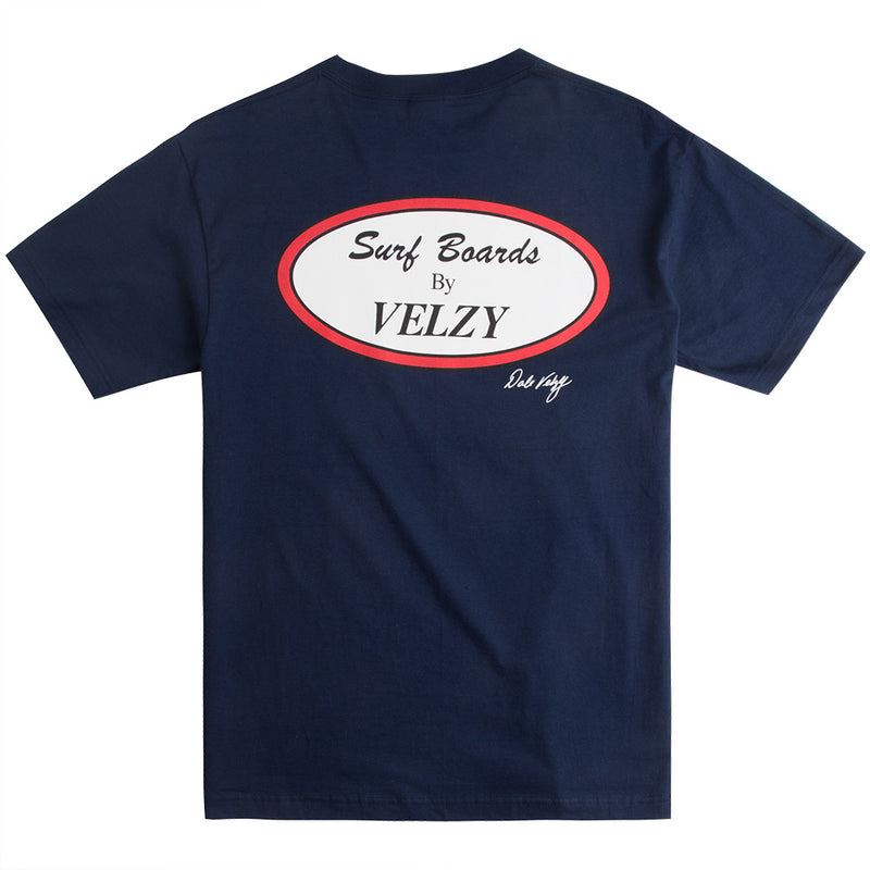 Velzy Surfboard Oval Mens Classic Tee, NAVY