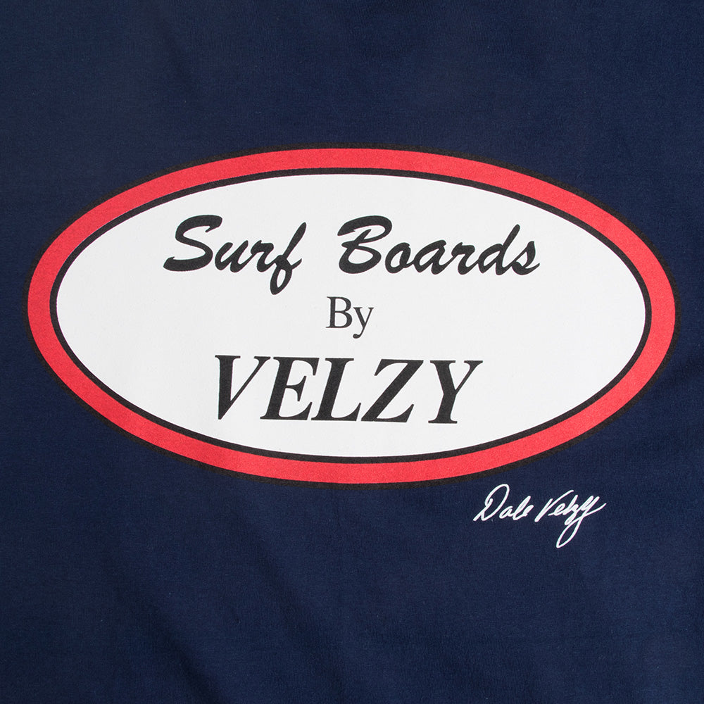 Velzy Surfboard Oval Mens Classic Tee, Navy, view 4
