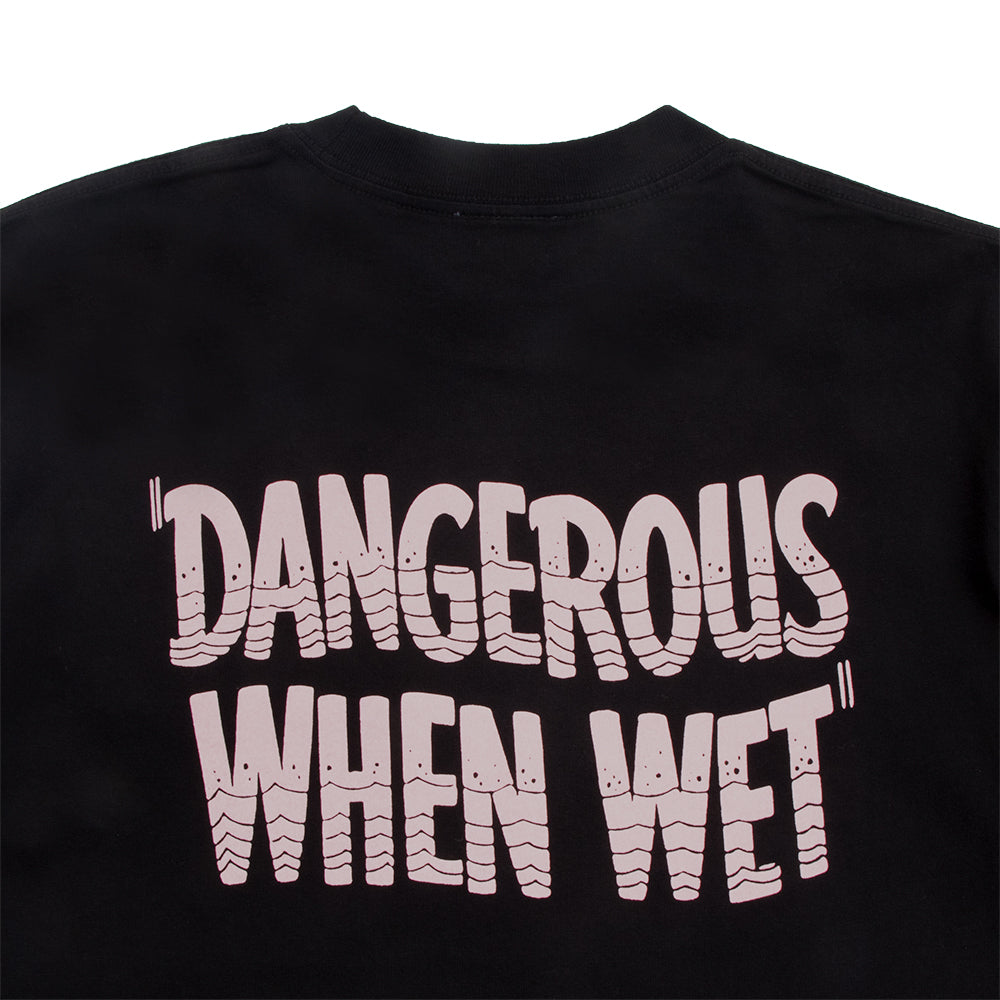 Yellow Rat Dangerous When Wet Mens Tee, Black, view 3