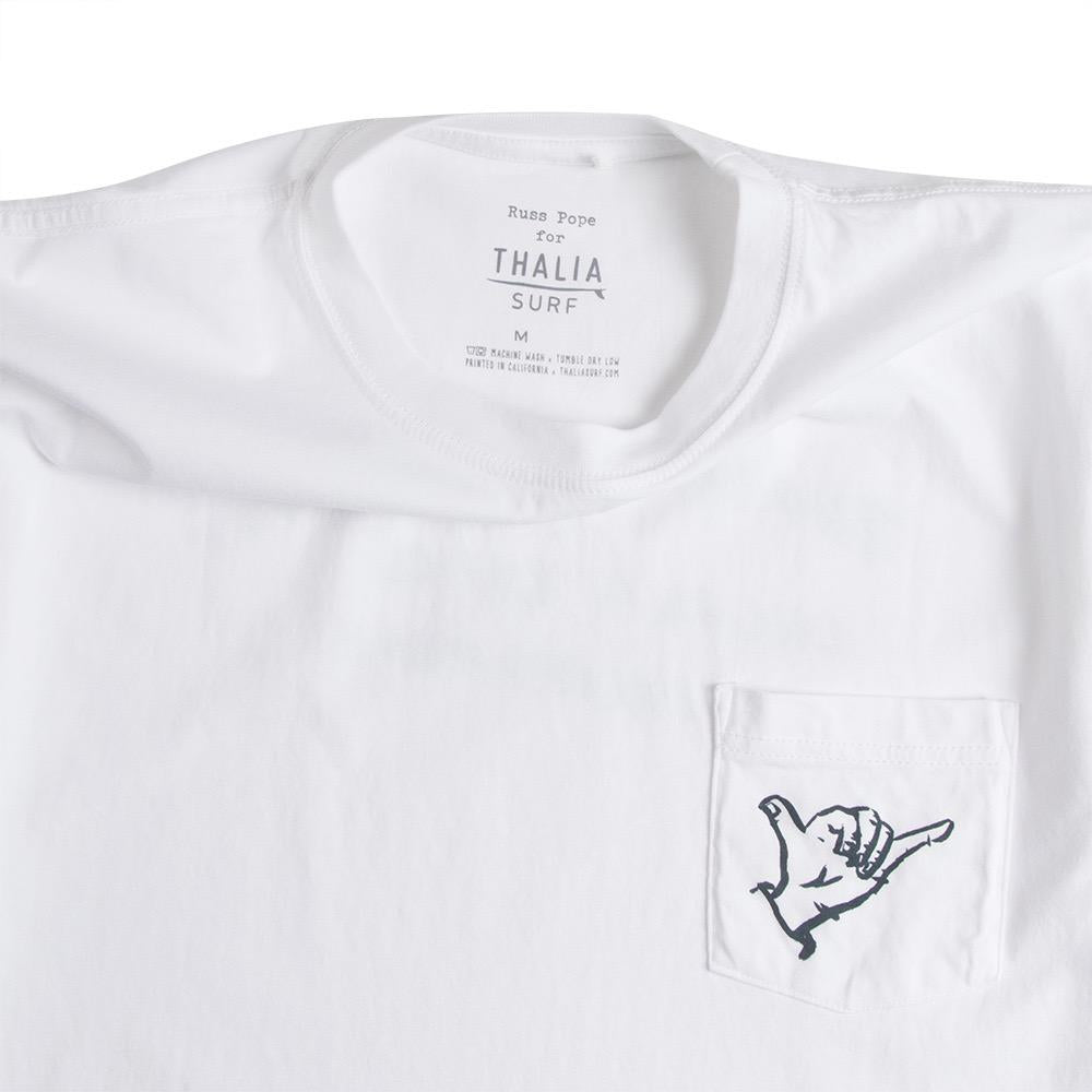 Thalia Surf x Russ Pope Shaka Mens Tee, White, view 3