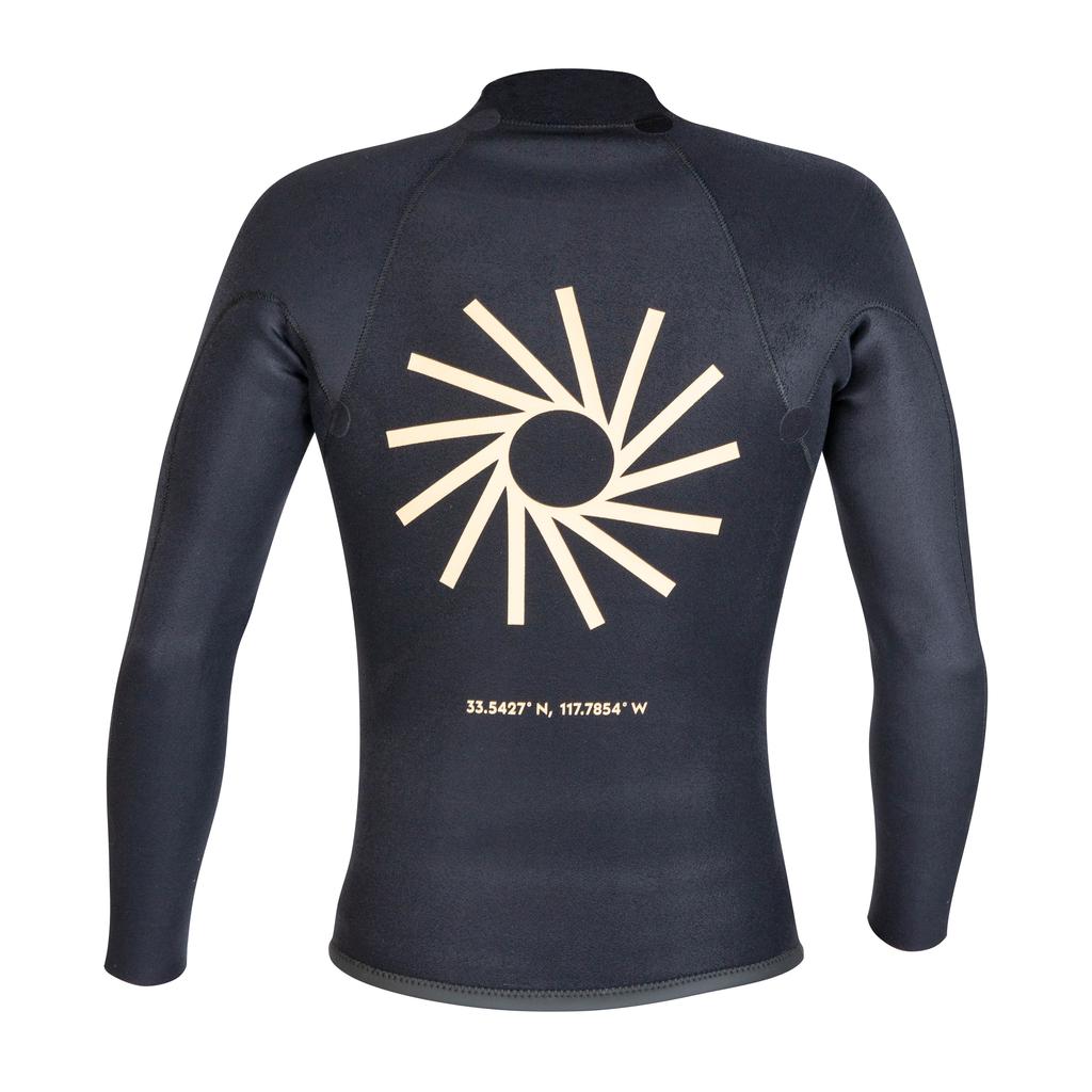 Thalia Surf Embossed Front Zip Jacket Mens Wetsuit, Black, view 5