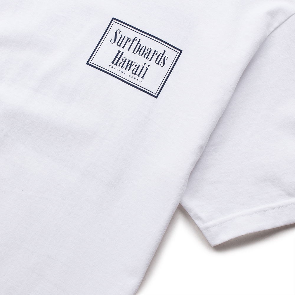 Surfboards Hawaii Rectangle Logo Mens Classic Tee, White, view 4
