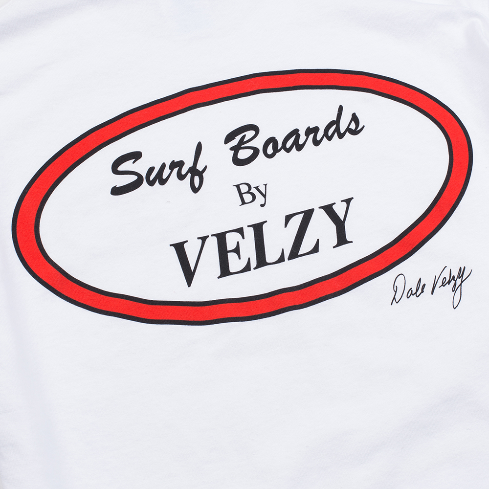 Velzy Surfboard Oval Mens Classic Tee, White, view 4
