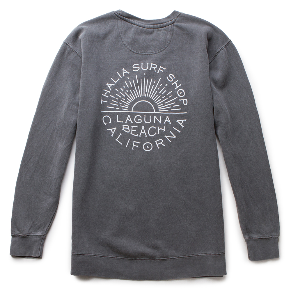 Thalia Surf Sunny Mens Crew Fleece, Pepper, view 2