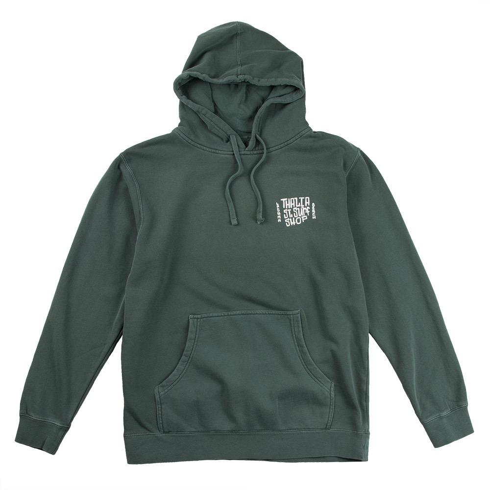Thalia Surf Palm Pullover Hood Mens Fleece, Pigment Alpine Green, view 2