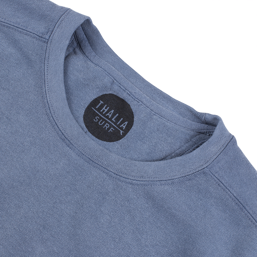 Thalia Surf x John Severson Palapa Mens Crew Fleece, Blue Jean, view 5
