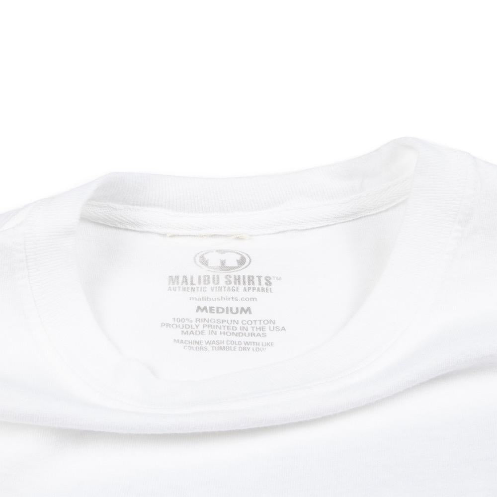 Clark Foam Mens Classic Tee, White/Blue, view 4