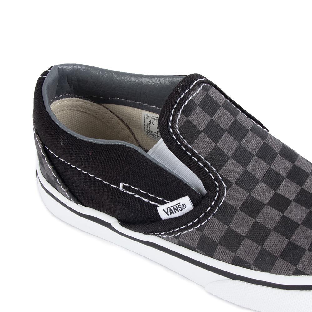 Vans Classic Slip-on Toddler Shoes, Black/Pewter Checkerboard, view 3