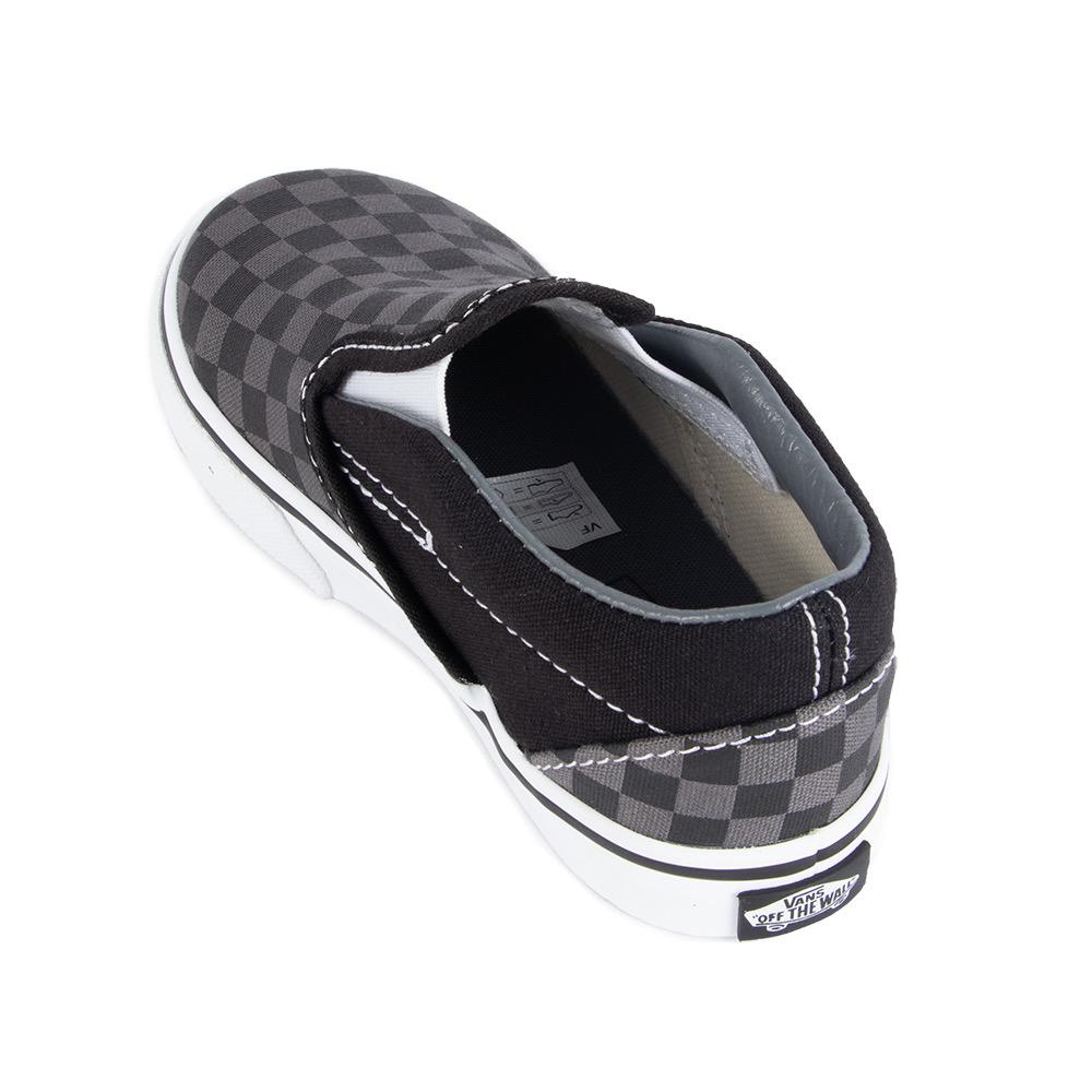 Vans Classic Slip-on Toddler Shoes, Black/Pewter Checkerboard, view 4