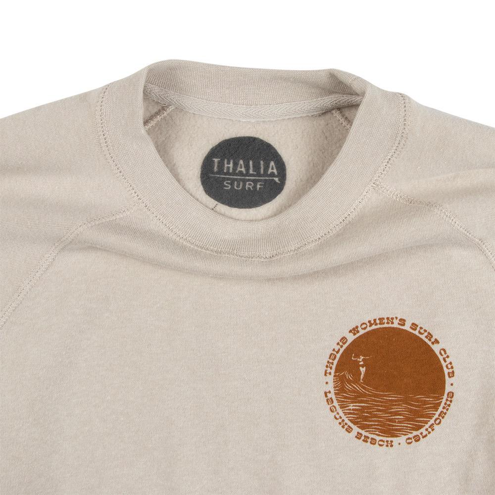 Thalia Surf Womens Surf Club Crew Womens Fleece, Stone Heather, view 5