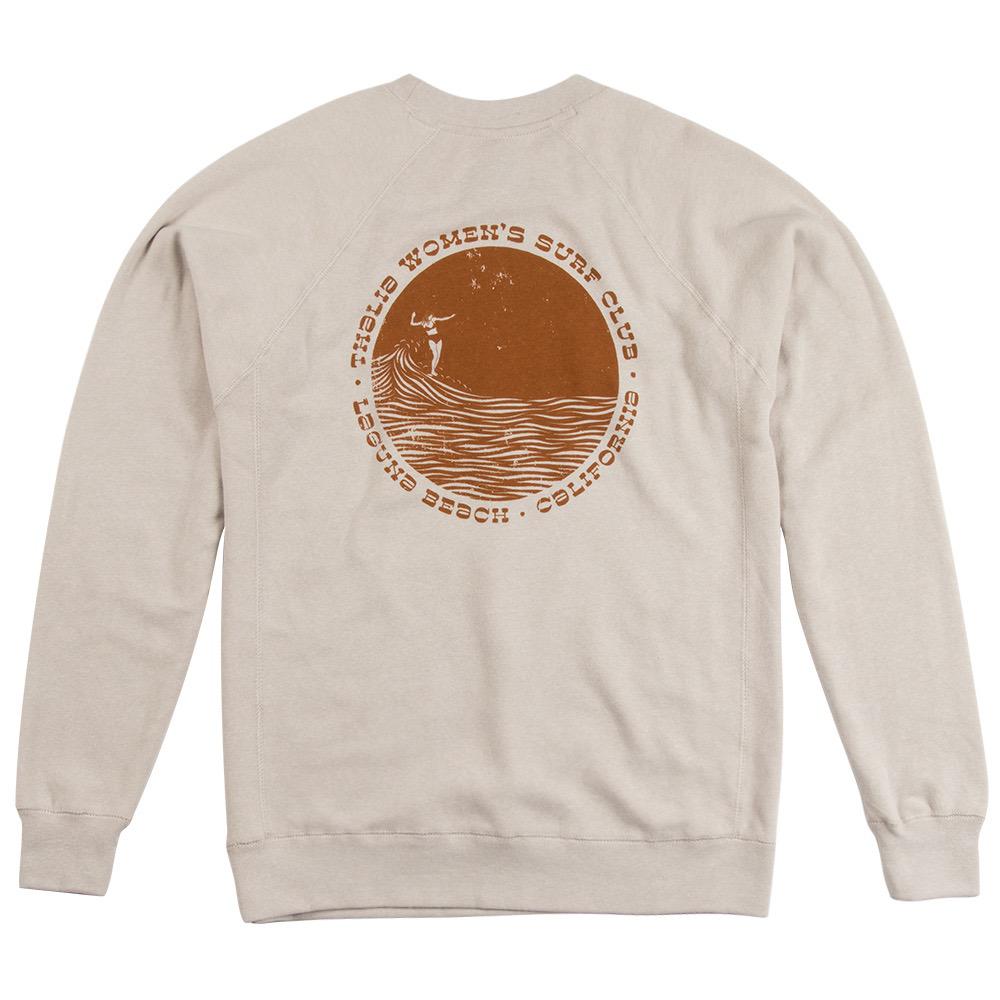 Thalia Surf Womens Surf Club Crew Womens Fleece, Stone Heather, view 3