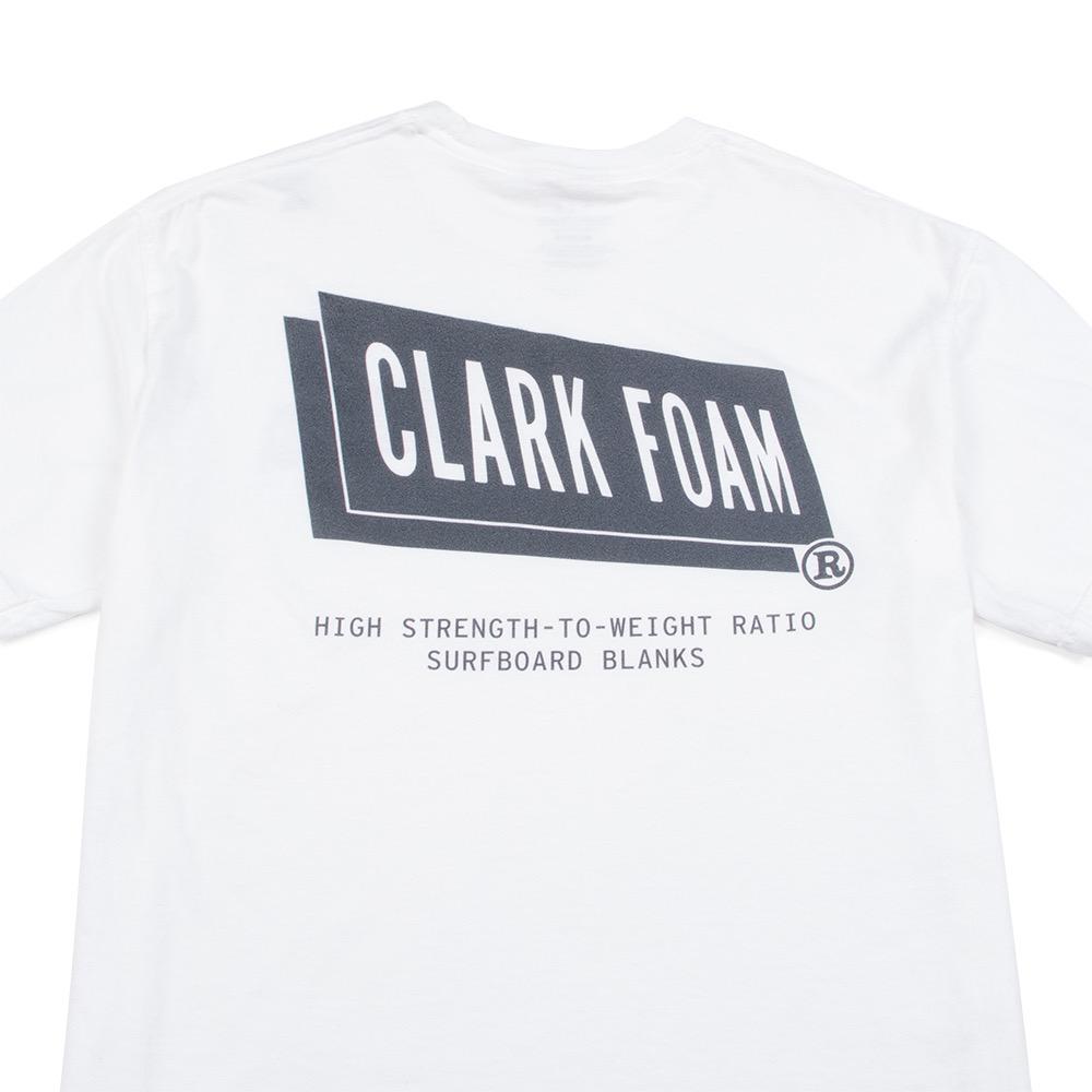 Clark Foam Mens Classic Tee, White/Blue, view 3