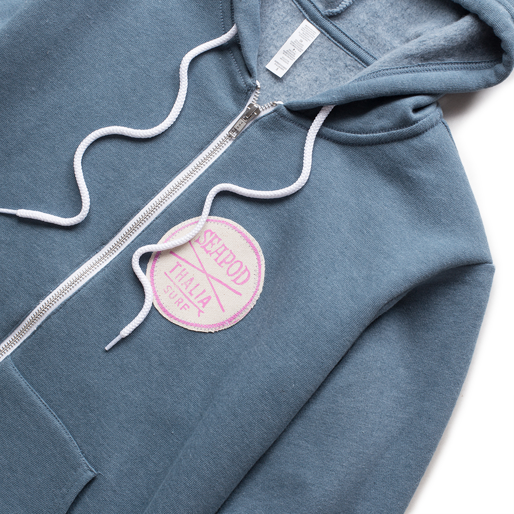 Seapod x Thalia Surf Sunset Zip Up Womens Fleece, Steel Blue, view 5
