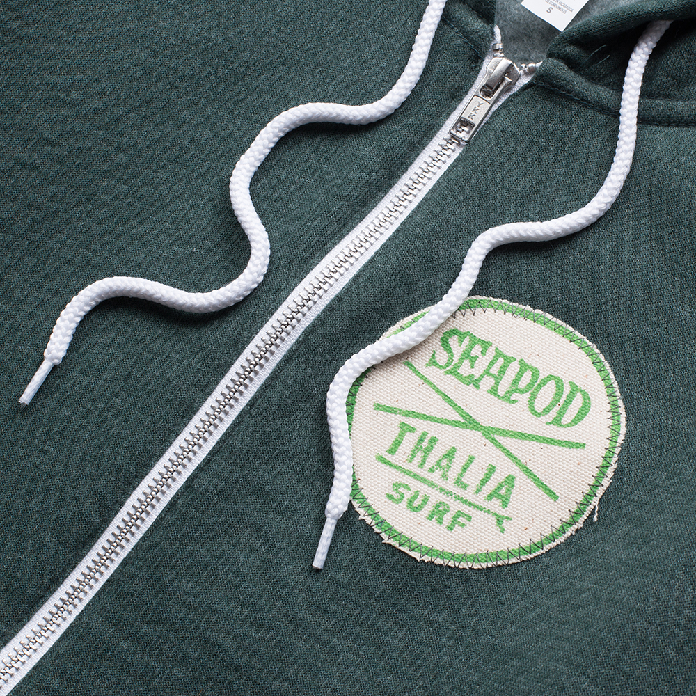 Seapod x Thalia Surf Surfer Girl Womens Fleece, Forest Green, view 3