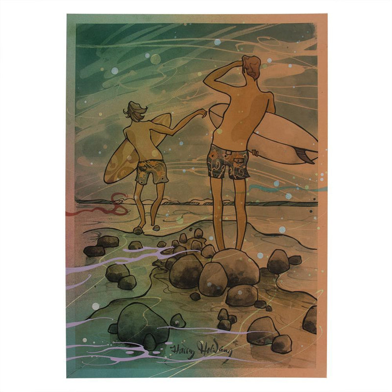 Harry Holiday Surf Rocks Original Artwork Watercolor Print