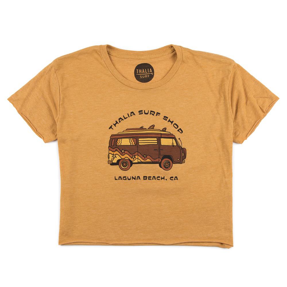 Thalia Surf 70’s Bus Cropped Womens Tee, Antique Gold, view 3